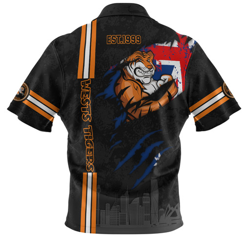 Wests Tigers Hawaiian Shirt - Happy Australia Day Flag Scratch Style Wests Tigers Hawaiian Shirt - Happy Australia Day Flag Scratch Style