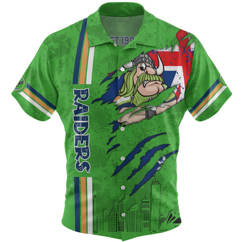 Canberra Raiders Hawaiian Shirt - Happy Australia Day Flag Scratch Style