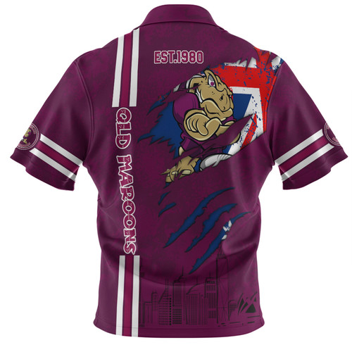 Queensland Maroons Hawaiian Shirt - Happy Australia Day Flag Scratch Style Queensland Maroons Hawaiian Shirt - Happy Australia Day Flag Scratch Style