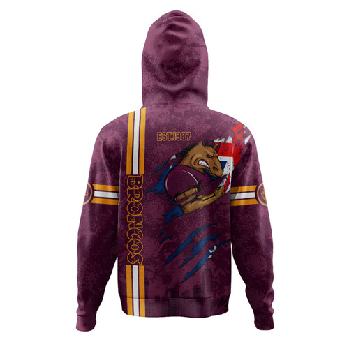 Brisbane Broncos Hoodie - Happy Australia Day Flag Scratch Style Brisbane Broncos Hoodie - Happy Australia Day Flag Scratch Style