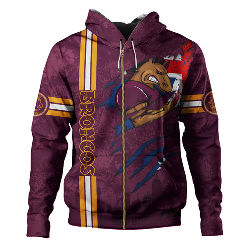 Brisbane Broncos Hoodie - Happy Australia Day Flag Scratch Style Brisbane Broncos Hoodie - Happy Australia Day Flag Scratch Style