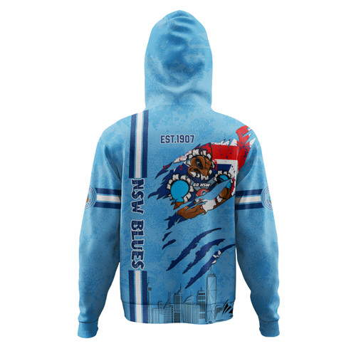New South Wales Blues Hoodie - Happy Australia Day Flag Scratch Style New South Wales Blues Hoodie - Happy Australia Day Flag Scratch Style