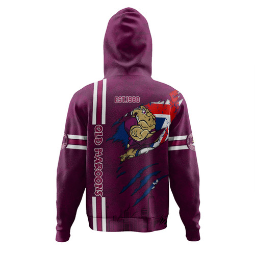 Queensland Maroons Hoodie - Happy Australia Day Flag Scratch Style Queensland Maroons Hoodie - Happy Australia Day Flag Scratch Style