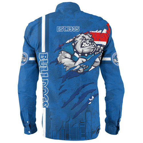 Canterbury-Bankstown Bulldogs Long Sleeve Shirt - Happy Australia Day Flag Scratch Style Canterbury-Bankstown Bulldogs Long Sleeve Shirt - Happy Australia Day Flag Scratch Style
