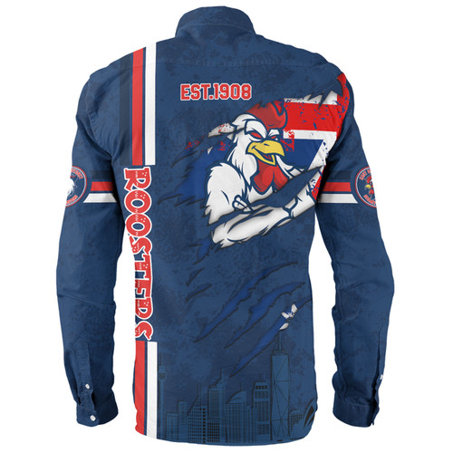 Sydney Roosters Long Sleeve Shirt - Happy Australia Day Flag Scratch Style Sydney Roosters Long Sleeve Shirt - Happy Australia Day Flag Scratch Style