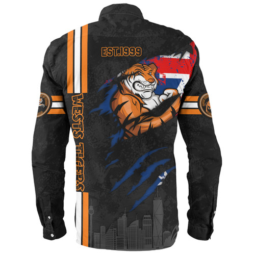 Wests Tigers Long Sleeve Shirt - Happy Australia Day Flag Scratch Style Wests Tigers Long Sleeve Shirt - Happy Australia Day Flag Scratch Style