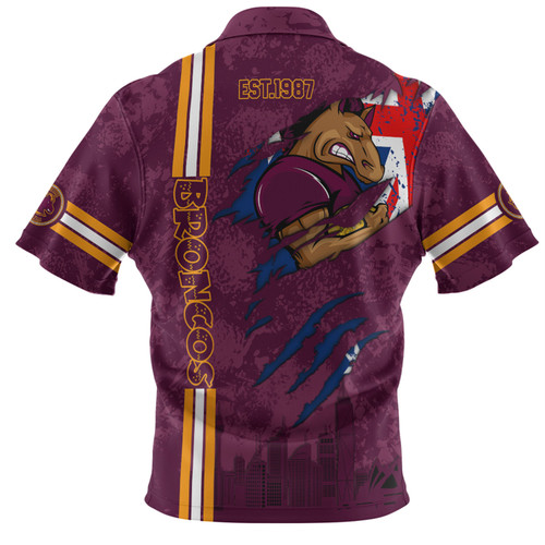 Brisbane Broncos Polo Shirt - Happy Australia Day Flag Scratch Style Brisbane Broncos Polo Shirt - Happy Australia Day Flag Scratch Style