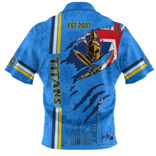 Gold Coast Titans Polo Shirt - Happy Australia Day Flag Scratch Style Gold Coast Titans Polo Shirt - Happy Australia Day Flag Scratch Style