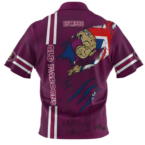 Queensland Maroons Polo Shirt - Happy Australia Day Flag Scratch Style Queensland Maroons Polo Shirt - Happy Australia Day Flag Scratch Style