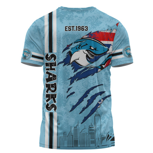 Cronulla-Sutherland Sharks T-Shirt - Happy Australia Day Flag Scratch Style Cronulla-Sutherland Sharks T-Shirt - Happy Australia Day Flag Scratch Style