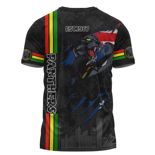 Penrith Panthers T-Shirt - Happy Australia Day Flag Scratch Style Penrith Panthers T-Shirt - Happy Australia Day Flag Scratch Style