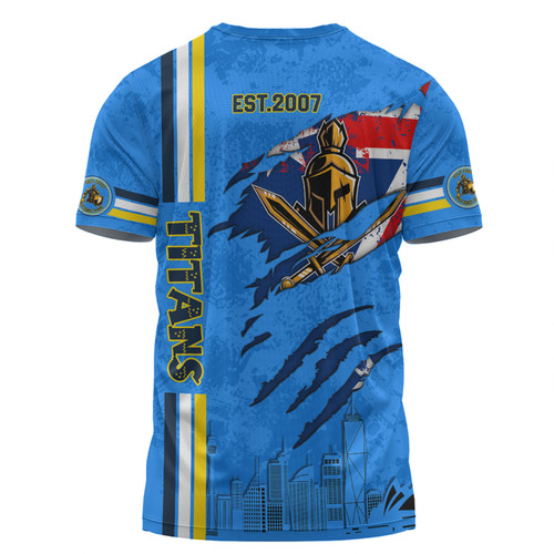 Gold Coast Titans T-Shirt - Happy Australia Day Flag Scratch Style Gold Coast Titans T-Shirt - Happy Australia Day Flag Scratch Style