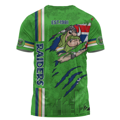 Canberra Raiders T-Shirt - Happy Australia Day Flag Scratch Style Canberra Raiders T-Shirt - Happy Australia Day Flag Scratch Style