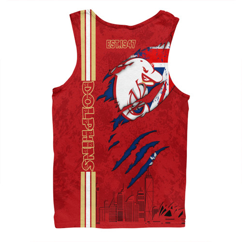 Redcliffe Dolphins Men Singlet - Happy Australia Day Flag Scratch Style