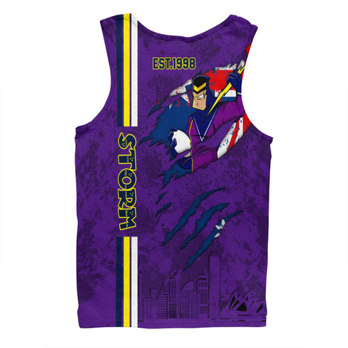 Melbourne Storm Men Singlet - Happy Australia Day Flag Scratch Style