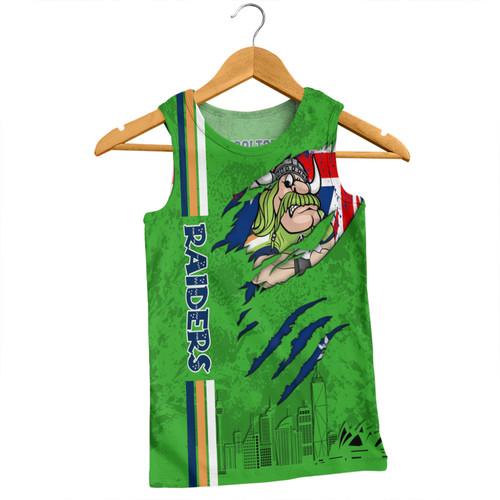 Canberra Raiders Men Singlet - Happy Australia Day Flag Scratch Style