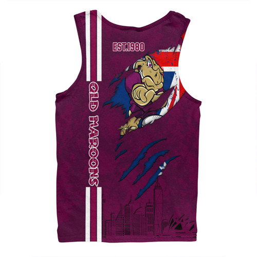 Queensland Maroons Men Singlet - Happy Australia Day Flag Scratch Style Queensland Maroons Men Singlet - Happy Australia Day Flag Scratch Style