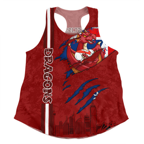 St. George Illawarra Dragons Women Racerback Singlet - Happy Australia Day Flag Scratch Style