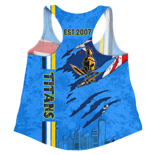 Gold Coast Titans Women Racerback Singlet - Happy Australia Day Flag Scratch Style