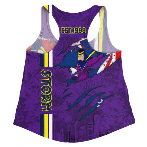 Melbourne Storm Women Racerback Singlet - Happy Australia Day Flag Scratch Style Melbourne Storm Women Racerback Singlet - Happy Australia Day Flag Scratch Style