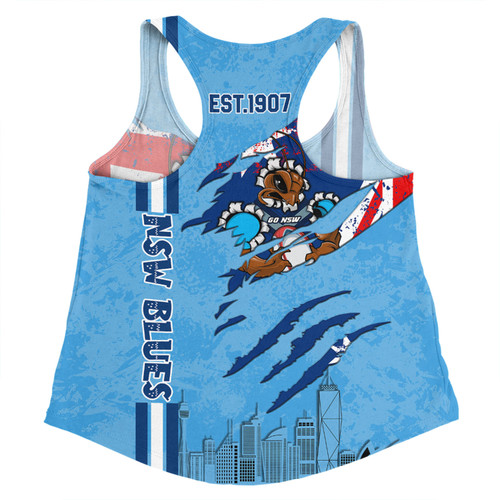 New South Wales Blues Women Racerback Singlet - Happy Australia Day Flag Scratch Style New South Wales Blues Women Racerback Singlet - Happy Australia Day Flag Scratch Style