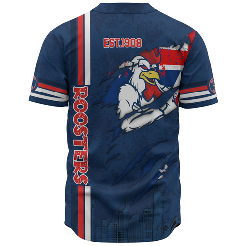 Sydney Roosters Baseball Shirt - Happy Australia Day Flag Scratch Style Sydney Roosters Baseball Shirt - Happy Australia Day Flag Scratch Style