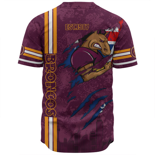 Brisbane Broncos Baseball Shirt - Happy Australia Day Flag Scratch Style Brisbane Broncos Baseball Shirt - Happy Australia Day Flag Scratch Style