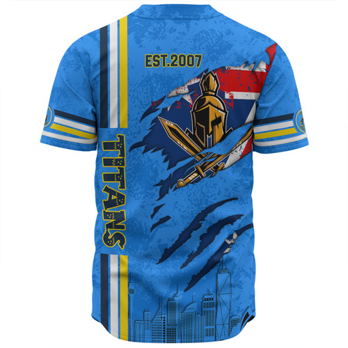 Gold Coast Titans Baseball Shirt - Happy Australia Day Flag Scratch Style Gold Coast Titans Baseball Shirt - Happy Australia Day Flag Scratch Style