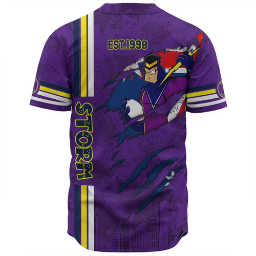 Melbourne Storm Baseball Shirt - Happy Australia Day Flag Scratch Style