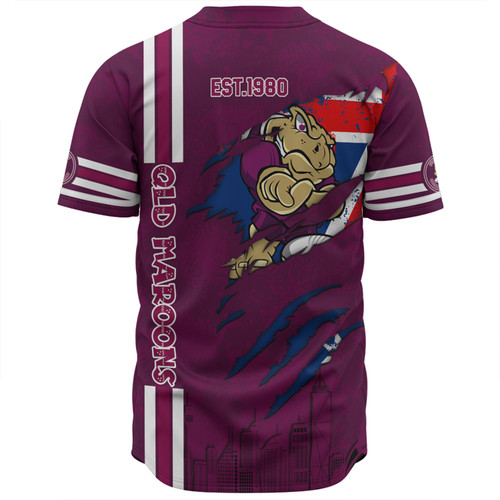 Queensland Maroons Baseball Shirt - Happy Australia Day Flag Scratch Style Queensland Maroons Baseball Shirt - Happy Australia Day Flag Scratch Style
