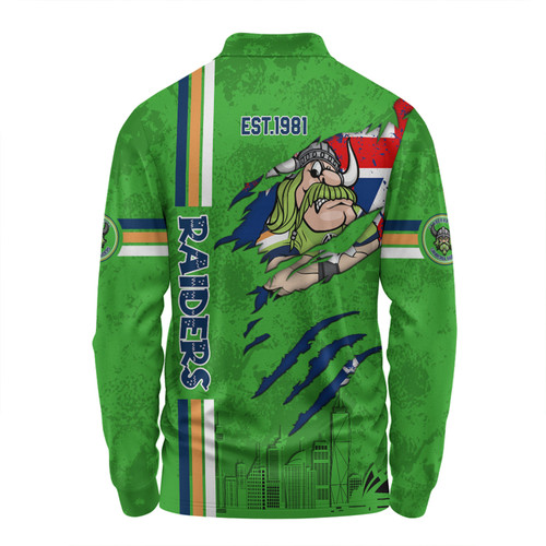 Canberra Raiders Long Sleeve Polo Shirt - Happy Australia Day Flag Scratch Style Canberra Raiders Long Sleeve Polo Shirt - Happy Australia Day Flag Scratch Style