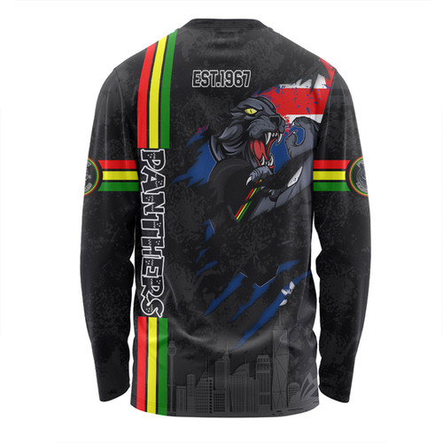 Penrith Panthers Long Sleeve T-shirt - Happy Australia Day Flag Scratch Style
