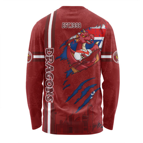 St. George Illawarra Dragons Long Sleeve T-shirt - Happy Australia Day Flag Scratch Style St. George Illawarra Dragons Long Sleeve T-shirt - Happy Australia Day Flag Scratch Style
