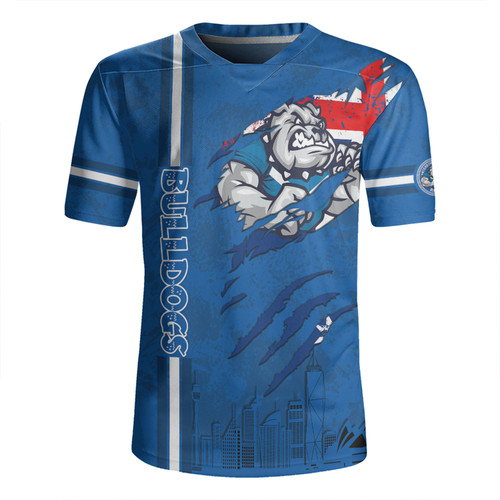 Canterbury-Bankstown Bulldogs Rugby Jersey - Happy Australia Day Flag Scratch Style