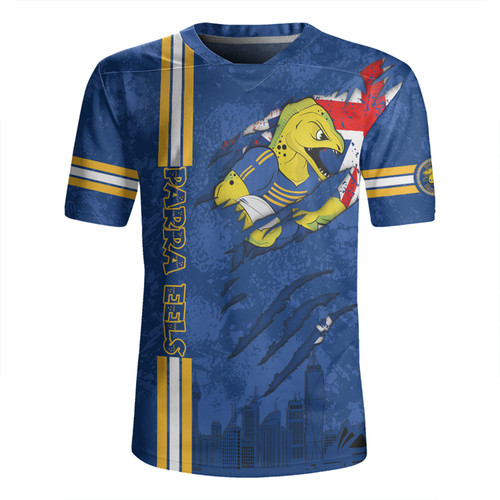 Parramatta Eels Rugby Jersey - Happy Australia Day Flag Scratch Style