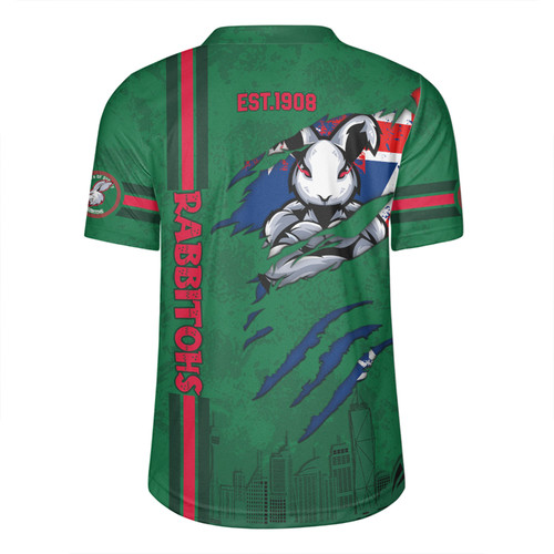South Sydney Rabbitohs Rugby Jersey - Happy Australia Day Flag Scratch Style