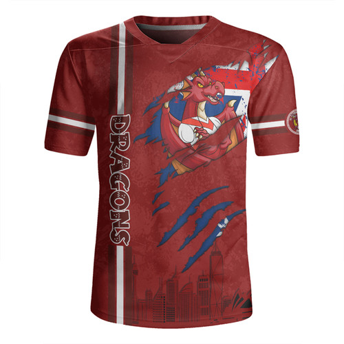 St. George Illawarra Dragons Rugby Jersey - Happy Australia Day Flag Scratch Style