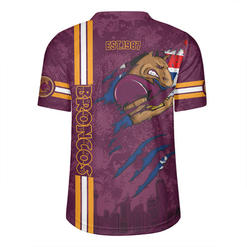 Brisbane Broncos Rugby Jersey - Happy Australia Day Flag Scratch Style