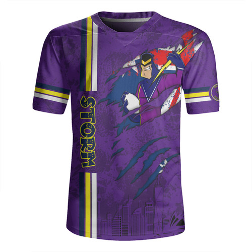 Melbourne Storm Rugby Jersey - Happy Australia Day Flag Scratch Style