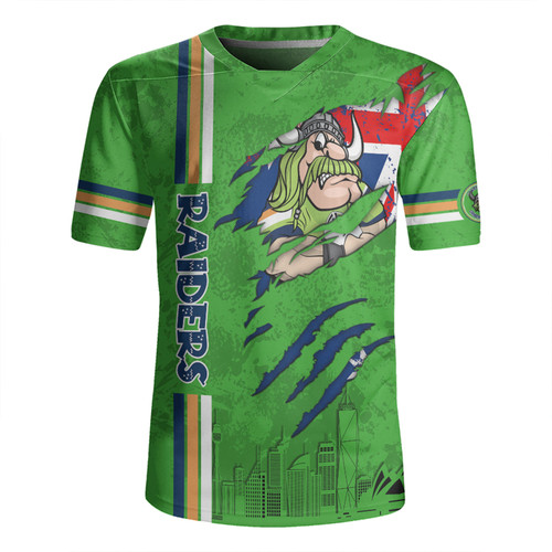 Canberra Raiders Rugby Jersey - Happy Australia Day Flag Scratch Style