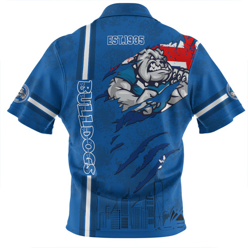 Canterbury-Bankstown Bulldogs Zip Polo Shirt - Happy Australia Day Flag Scratch Style Canterbury-Bankstown Bulldogs Zip Polo Shirt - Happy Australia Day Flag Scratch Style