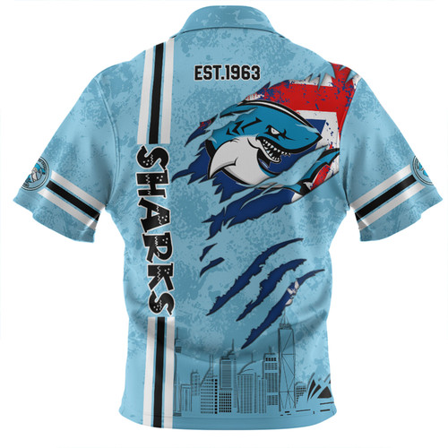 Cronulla-Sutherland Sharks Zip Polo Shirt - Happy Australia Day Flag Scratch Style Cronulla-Sutherland Sharks Zip Polo Shirt - Happy Australia Day Flag Scratch Style