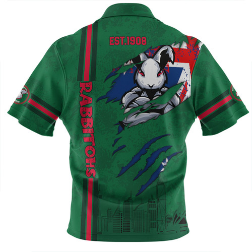 South Sydney Rabbitohs Zip Polo Shirt - Happy Australia Day Flag Scratch Style South Sydney Rabbitohs Zip Polo Shirt - Happy Australia Day Flag Scratch Style
