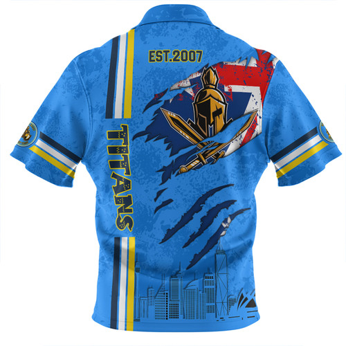 Gold Coast Titans Zip Polo Shirt - Happy Australia Day Flag Scratch Style Gold Coast Titans Zip Polo Shirt - Happy Australia Day Flag Scratch Style