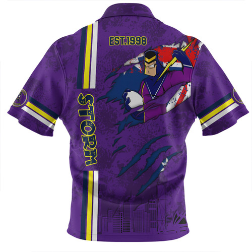 Melbourne Storm Zip Polo Shirt - Happy Australia Day Flag Scratch Style