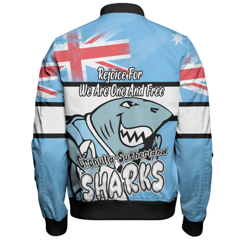 Cronulla-Sutherland Sharks Bomber Jacket - Happy Australia Day We Are One And Free Cronulla-Sutherland Sharks Bomber Jacket - Happy Australia Day We Are One And Free