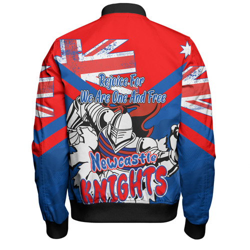 Newcastle Knights Bomber Jacket - Happy Australia Day We Are One And Free Newcastle Knights Bomber Jacket - Happy Australia Day We Are One And Free