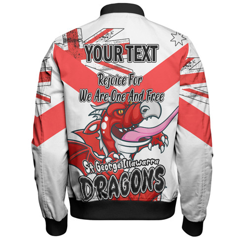 St. George Illawarra Dragons Bomber Jacket - Happy Australia Day We Are One And Free St. George Illawarra Dragons Bomber Jacket - Happy Australia Day We Are One And Free