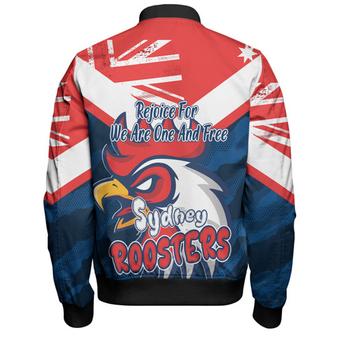 Sydney Roosters Bomber Jacket - Happy Australia Day We Are One And Free Sydney Roosters Bomber Jacket - Happy Australia Day We Are One And Free