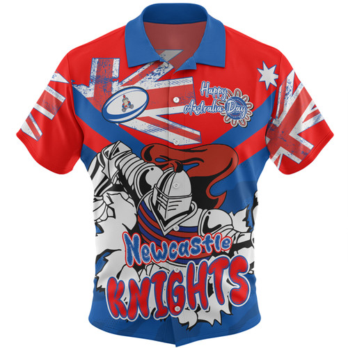 Newcastle Knights Hawaiian Shirt - Happy Australia Day We Are One And Free